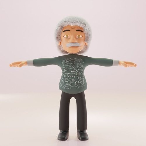 Einstein Cartoon Lowpolygon Low-poly 3D model