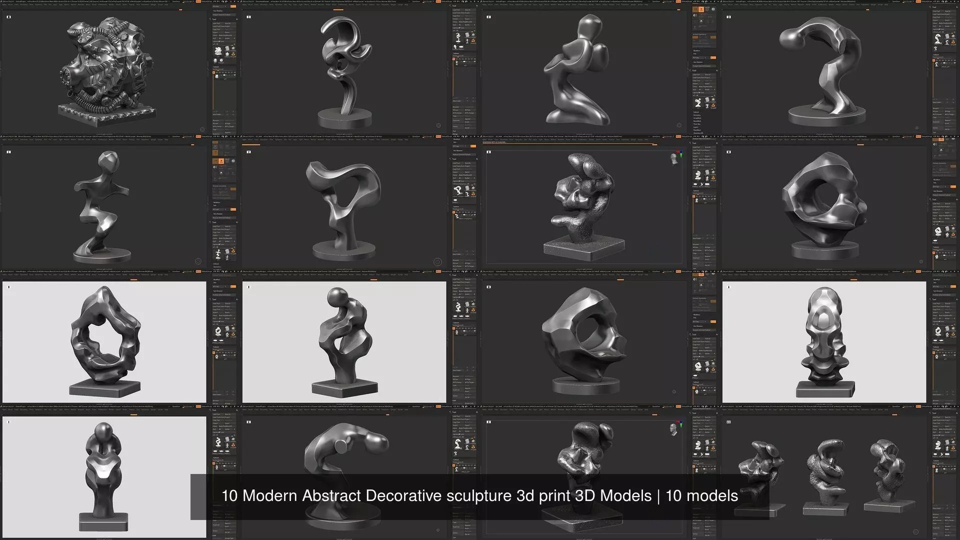 10 Modern Abstract Decorative sculpture 3d print 3D Models 3D Model Collection_0