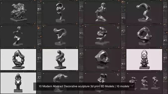 10 Modern Abstract Decorative sculpture 3d print 3D Models 3D Model Collection