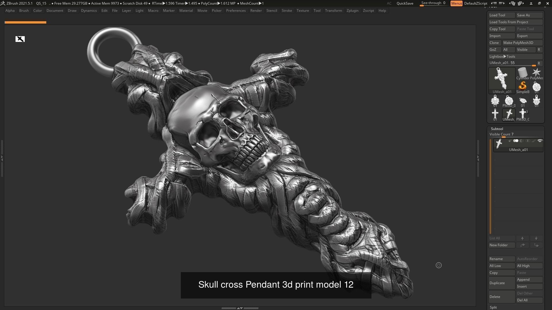 16 Skull Pendant 3d print model 3D Model Collection_8
