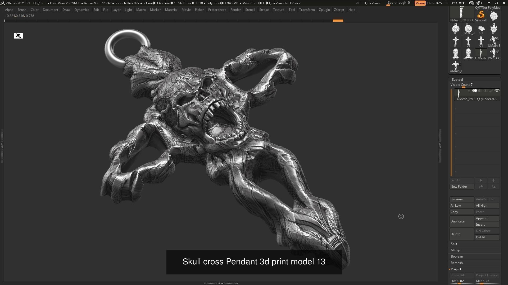 16 Skull Pendant 3d print model 3D Model Collection_10