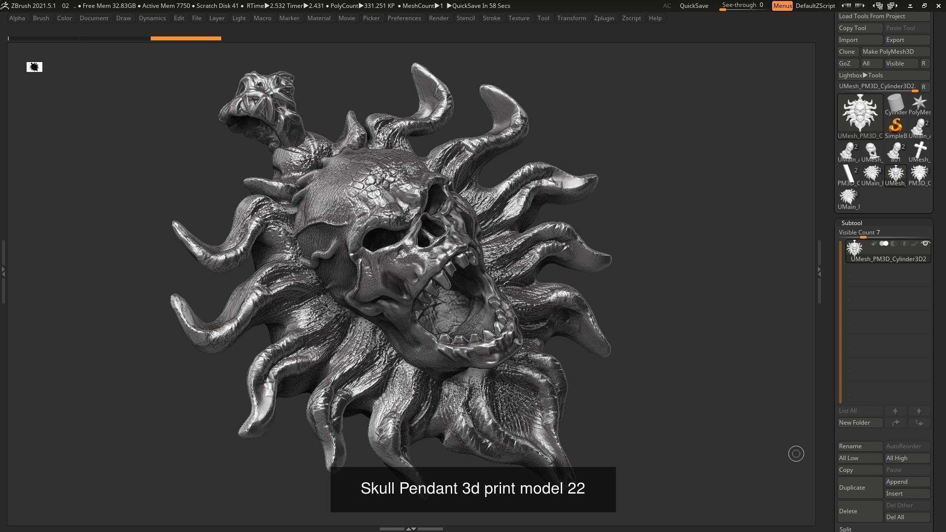 16 Skull Pendant 3d print model 3D Model Collection_16