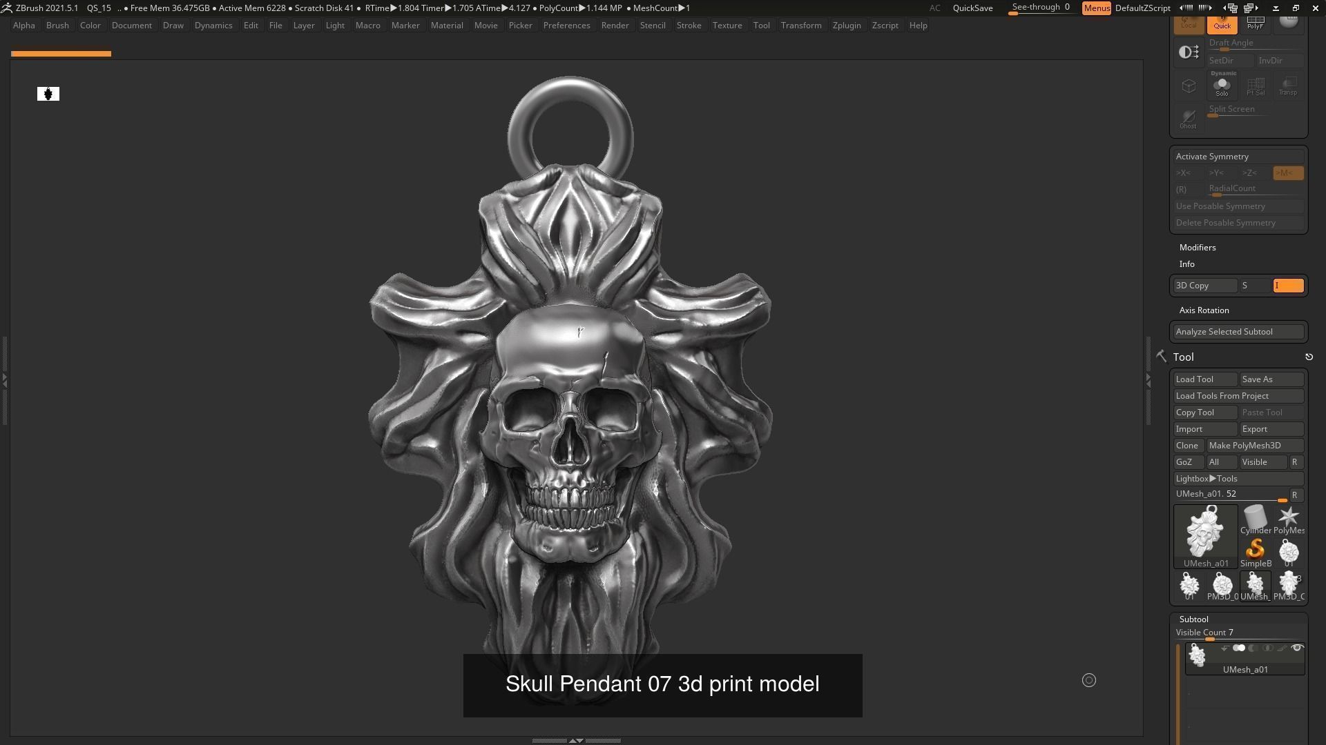 16 Skull Pendant 3d print model 3D Model Collection_3