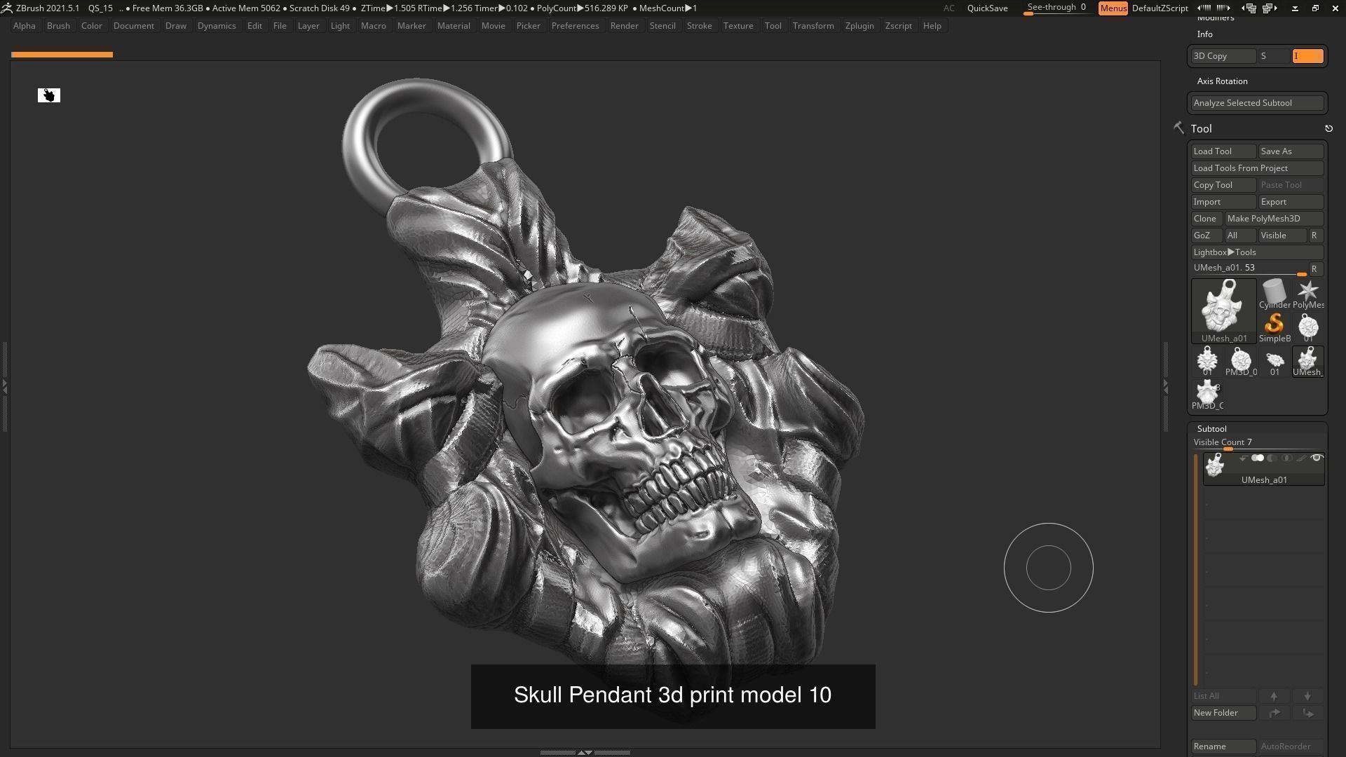16 Skull Pendant 3d print model 3D Model Collection_6