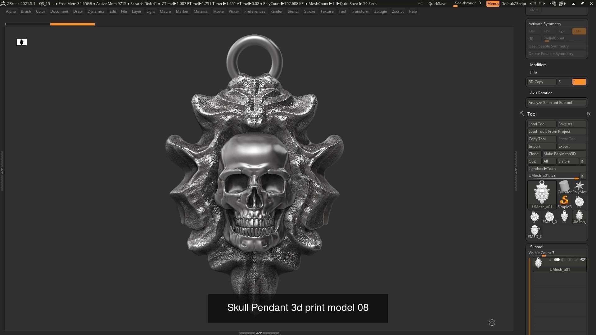16 Skull Pendant 3d print model 3D Model Collection_4