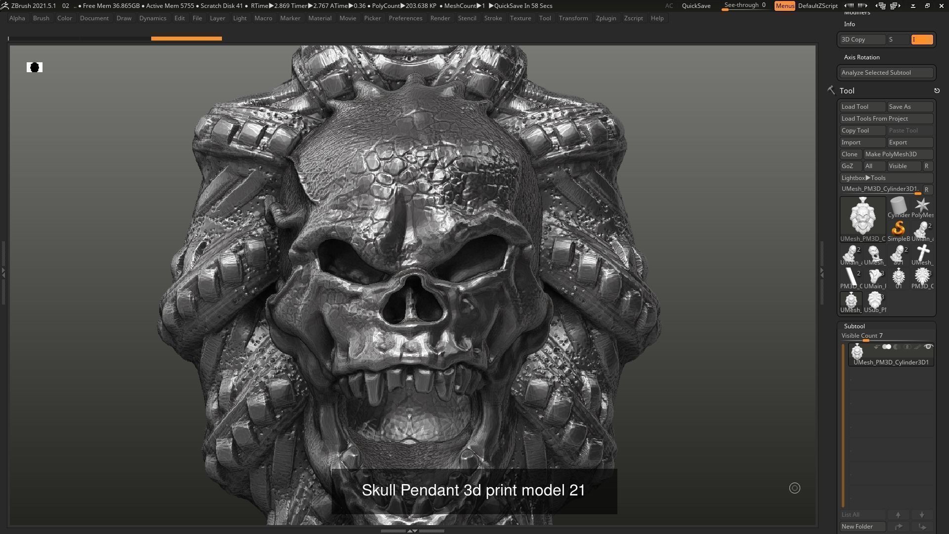 16 Skull Pendant 3d print model 3D Model Collection_15