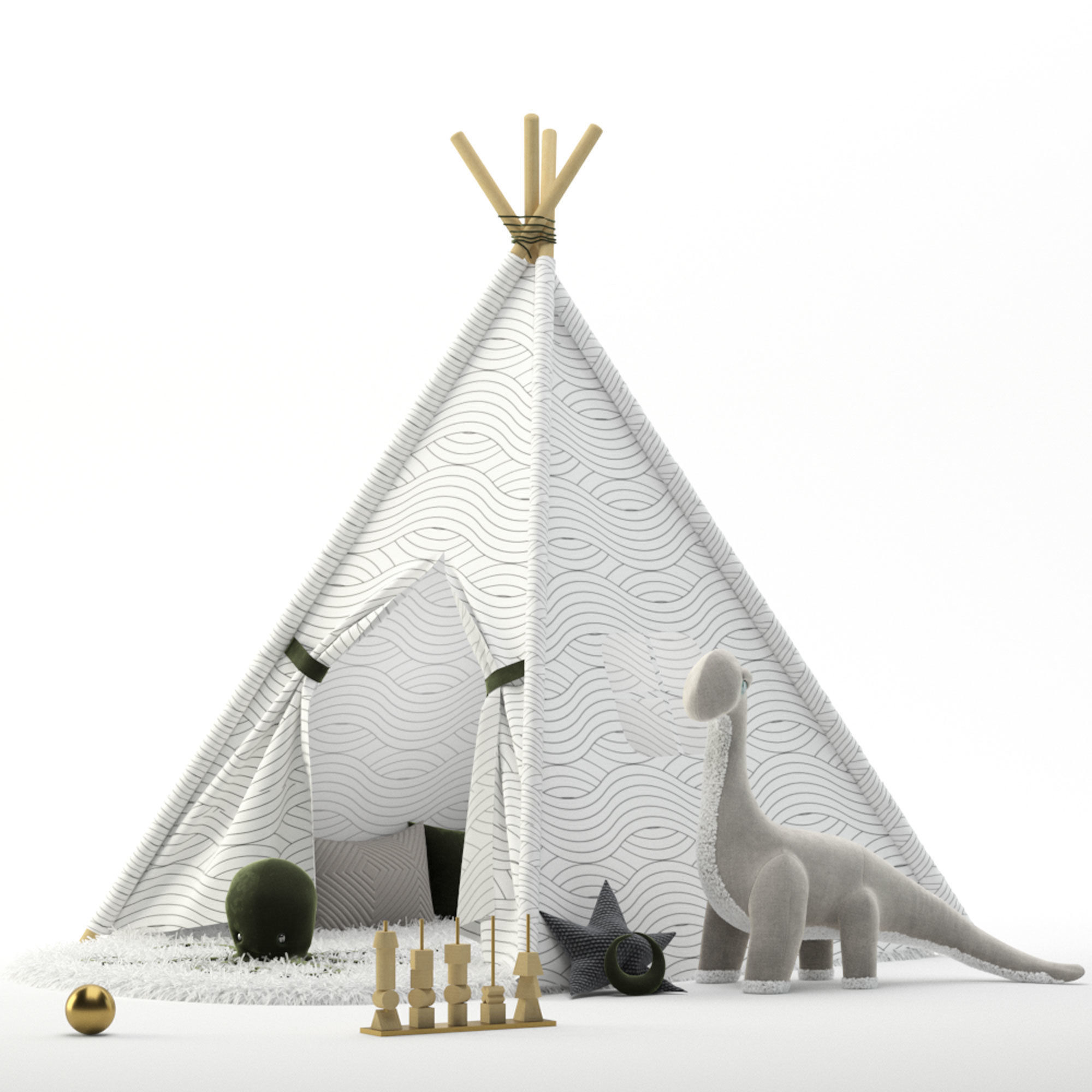 Kids teepee 3D model_1