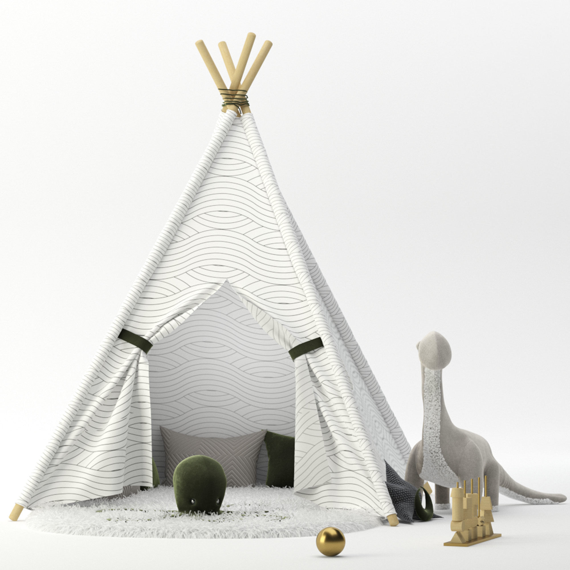 Kids teepee 3D model_2