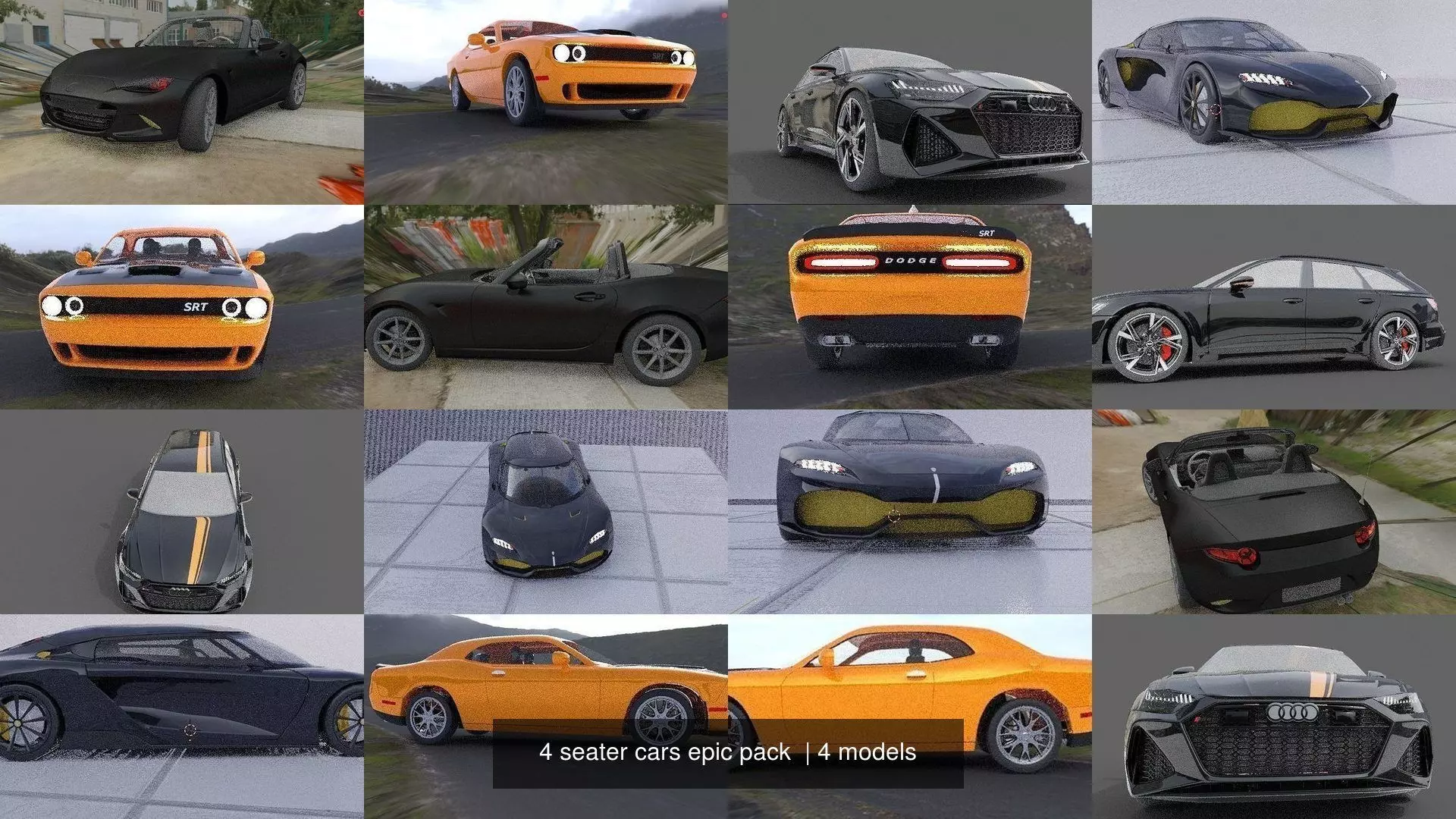 4 seater cars epic pack  3D Model Collection_0
