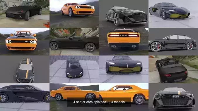 4 seater cars epic pack  3D Model Collection