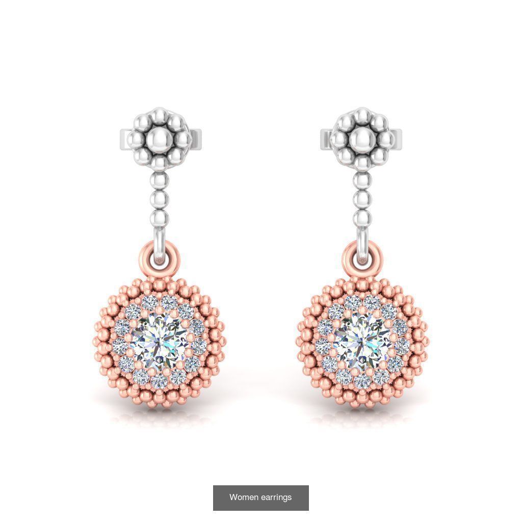 Pack of 40 Solitaire earrings  3D Model Collection_13