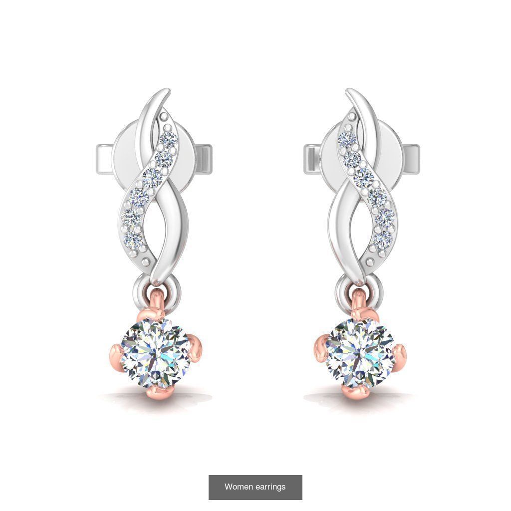 Pack of 40 Solitaire earrings  3D Model Collection_6