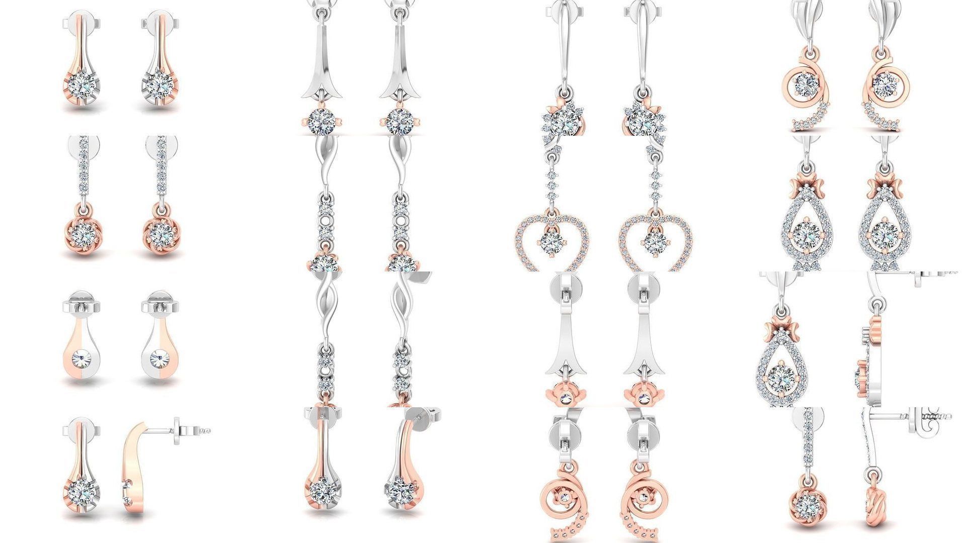 Pack of 40 Solitaire earrings  3D Model Collection_3
