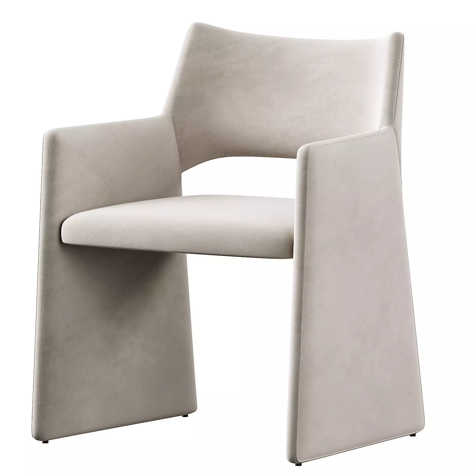 CB2 Foley Faux Mohair Grey Dining Armchair 3D model