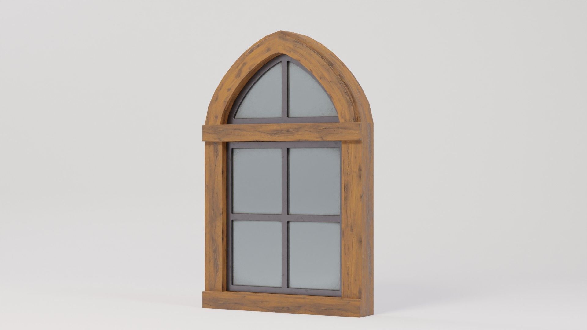 Wooden Window 84x14x130 Low-poly 3D model_2