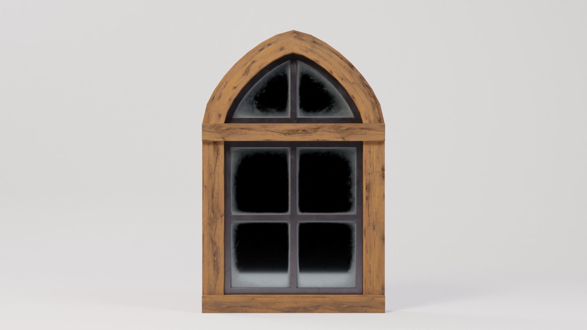 Wooden Window 84x14x130 Low-poly 3D model_1