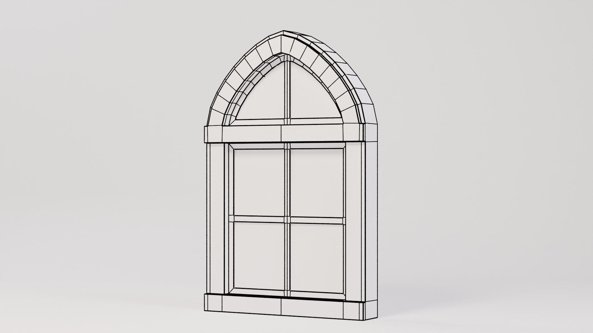 Wooden Window 84x14x130 Low-poly 3D model_4
