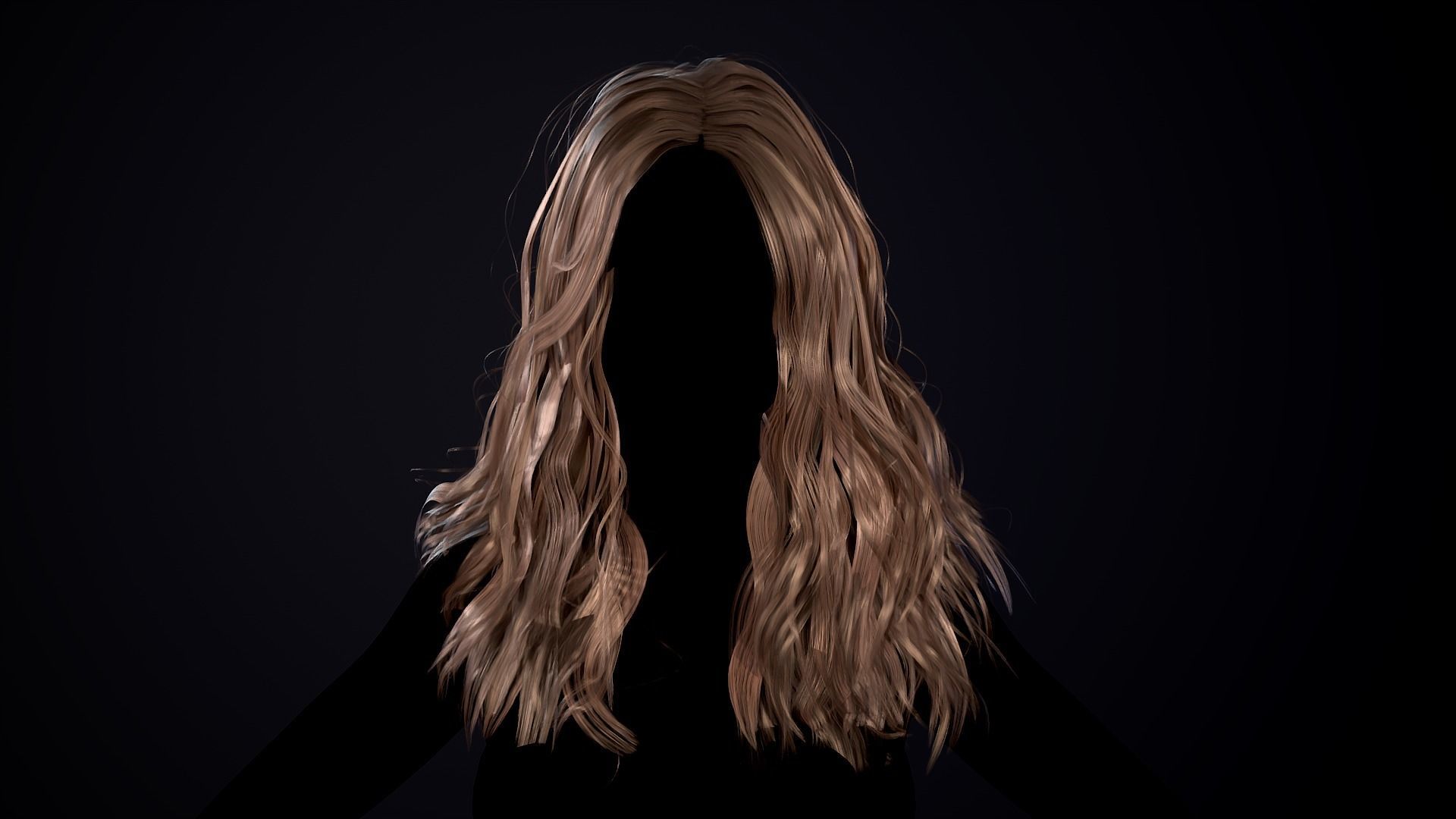 Hairstyle - Long Wavy 03 - Realtime Game Ready Low-poly 3D model_5