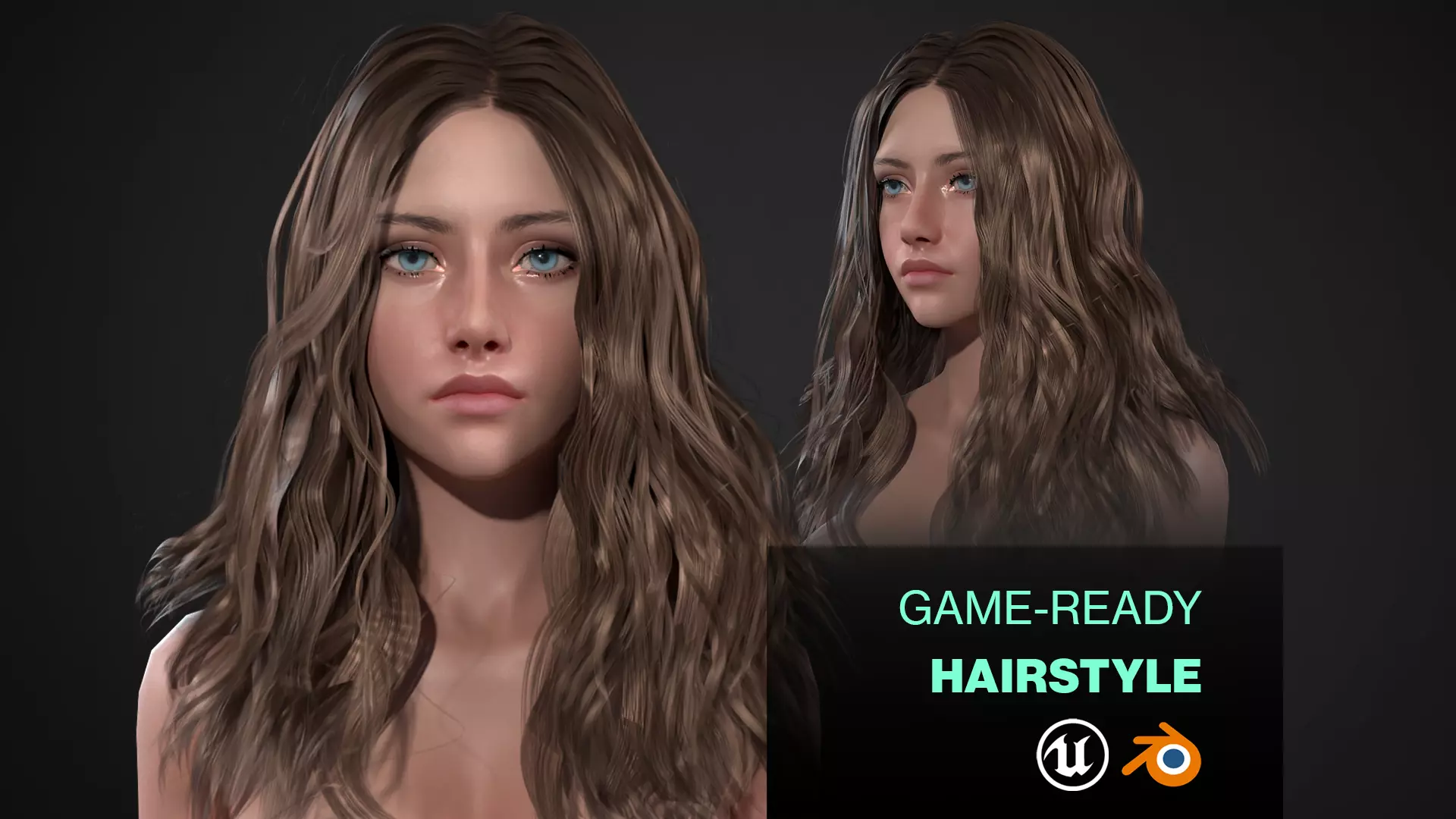 Hairstyle - Long Wavy 03 - Realtime Game Ready Low-poly 3D model_0