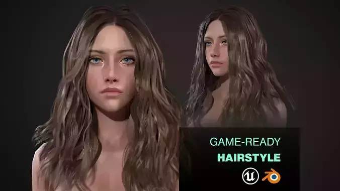 Hairstyle - Long Wavy 03 - Realtime Game Ready Low-poly 3D model Hairstyle - Long Wavy 03 - Realtime Game Ready Low-poly 3D model
