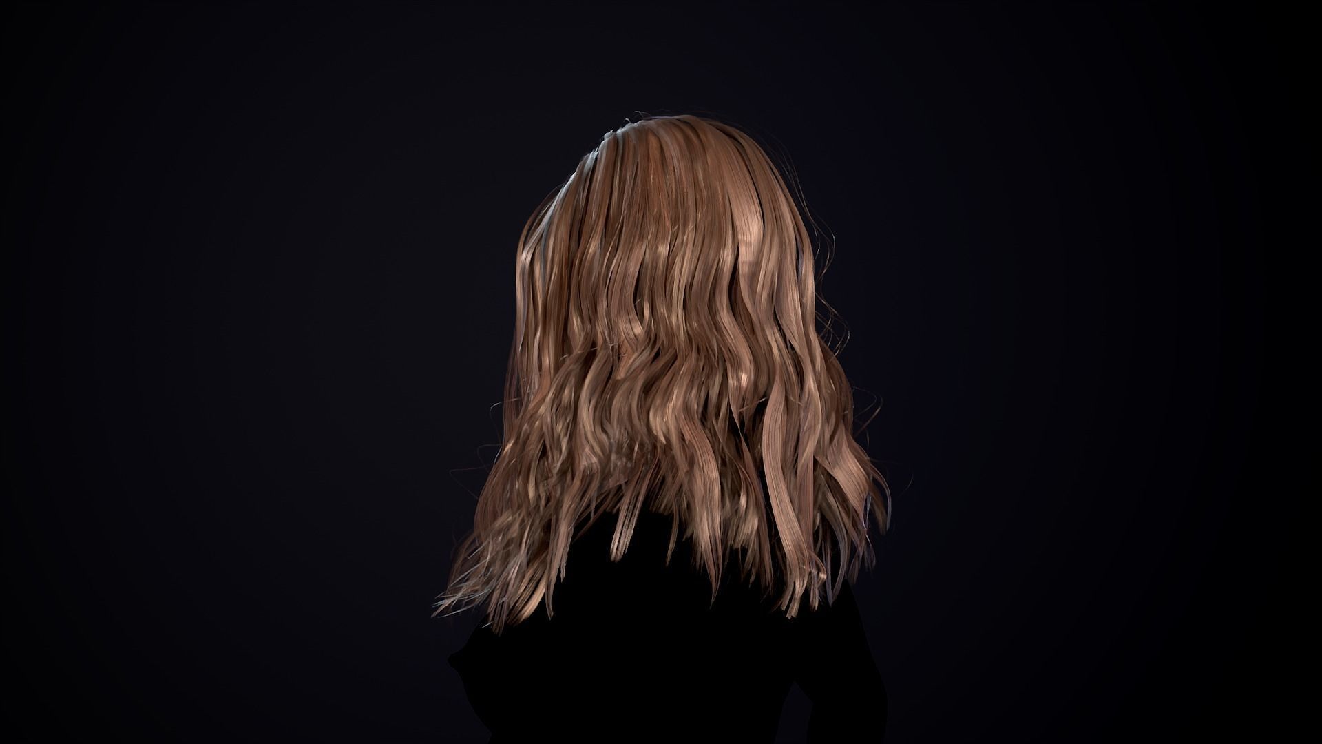 Hairstyle - Long Wavy 03 - Realtime Game Ready Low-poly 3D model_8