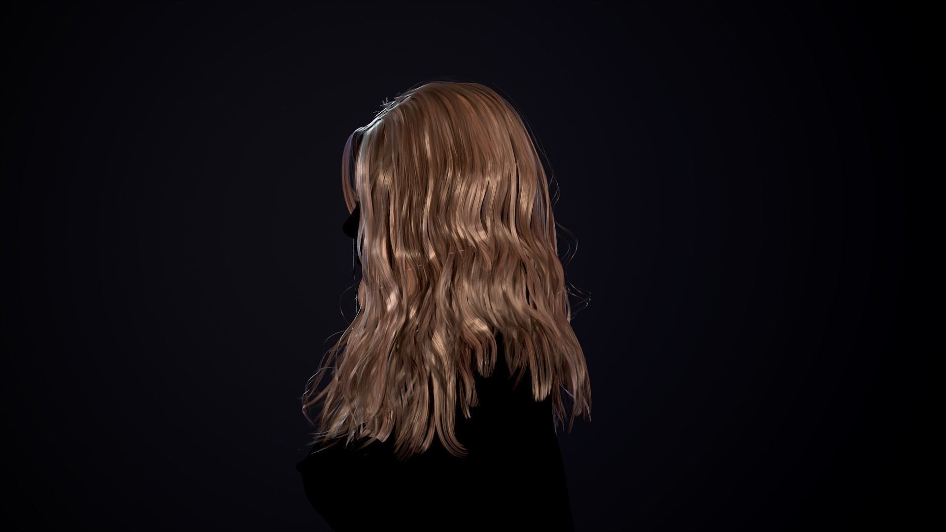 Hairstyle - Long Wavy 03 - Realtime Game Ready Low-poly 3D model_7