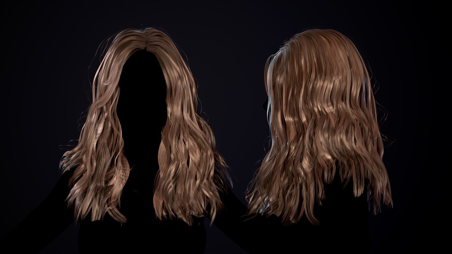 Hairstyle - Long Wavy 03 - Realtime Game Ready Low-poly 3D model_4