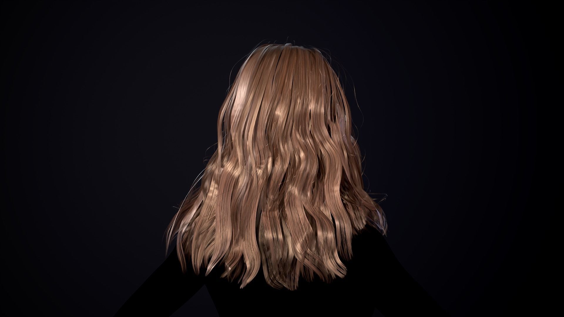 Hairstyle - Long Wavy 03 - Realtime Game Ready Low-poly 3D model_9
