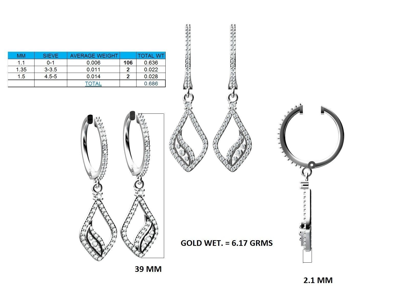 Women earrings 3D print model_3