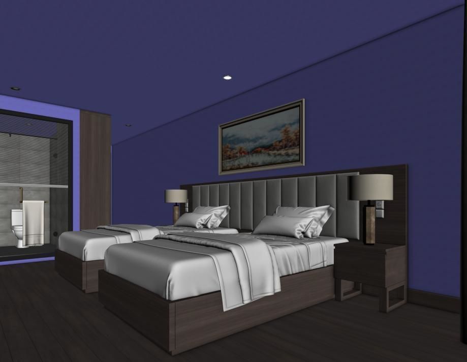 Hotel Bedroom 3dmodel and V-ray rendering 3D model_8