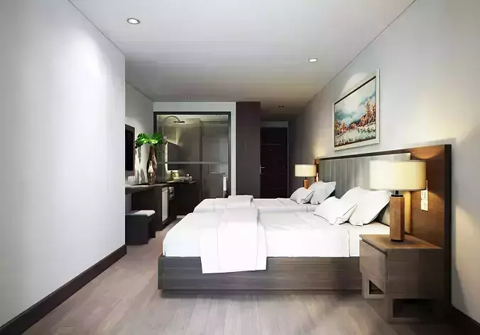 Hotel Bedroom 3dmodel and V-ray rendering