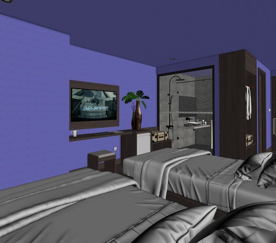 Hotel Bedroom 3dmodel and V-ray rendering 3D model_9