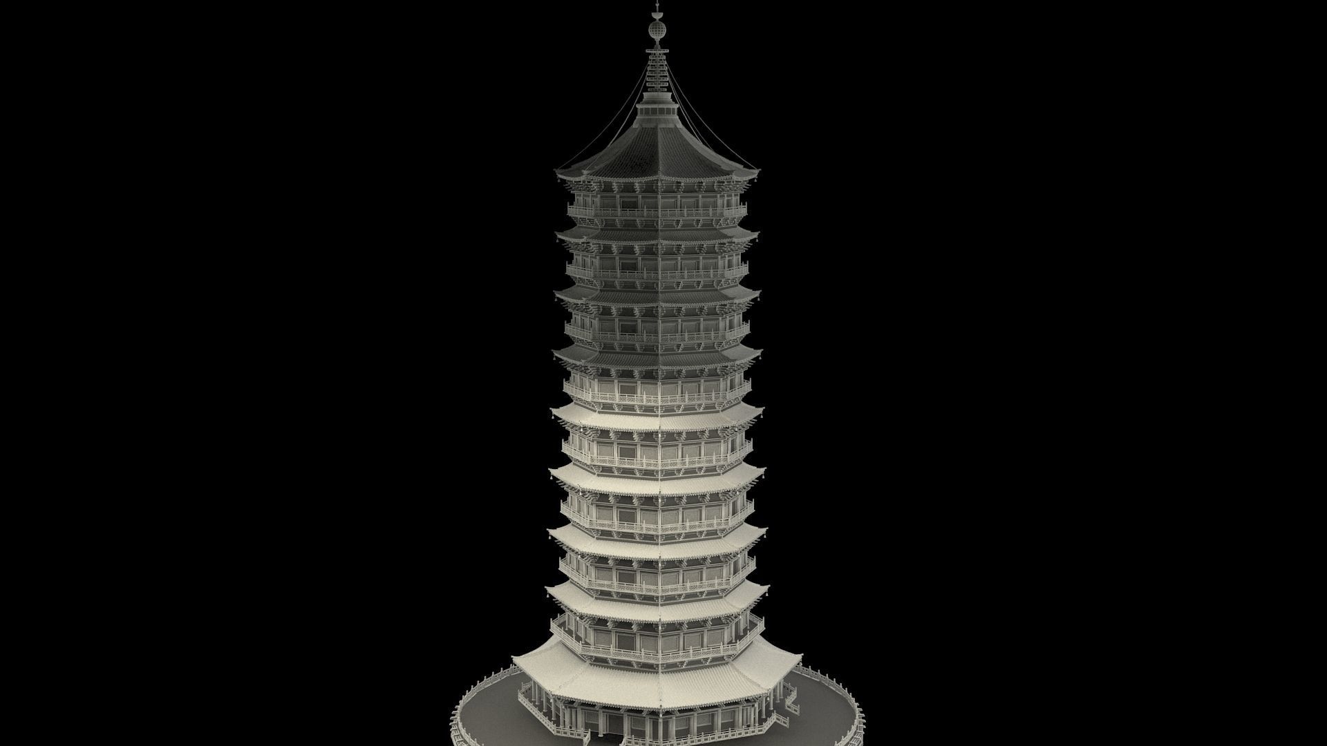 Chinese ancient tower 3D model_7