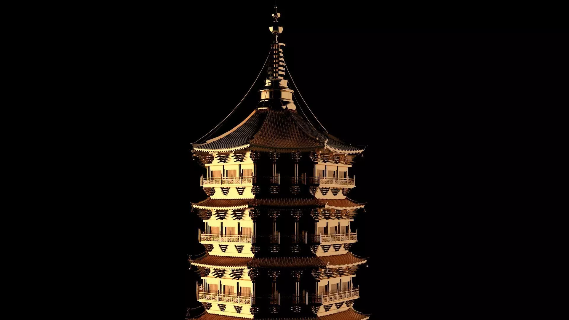 Chinese ancient tower 3D model_0