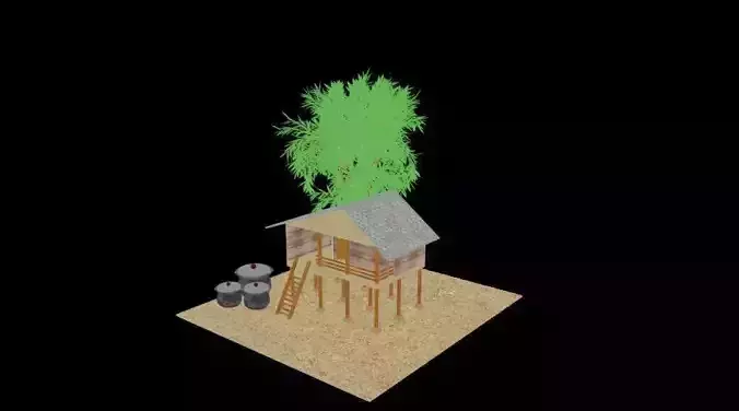 wooden house 3D model