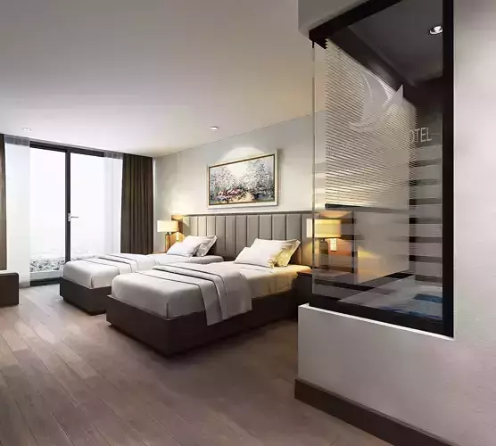 Hotel Bedroom 3dmodel and V-ray rendering