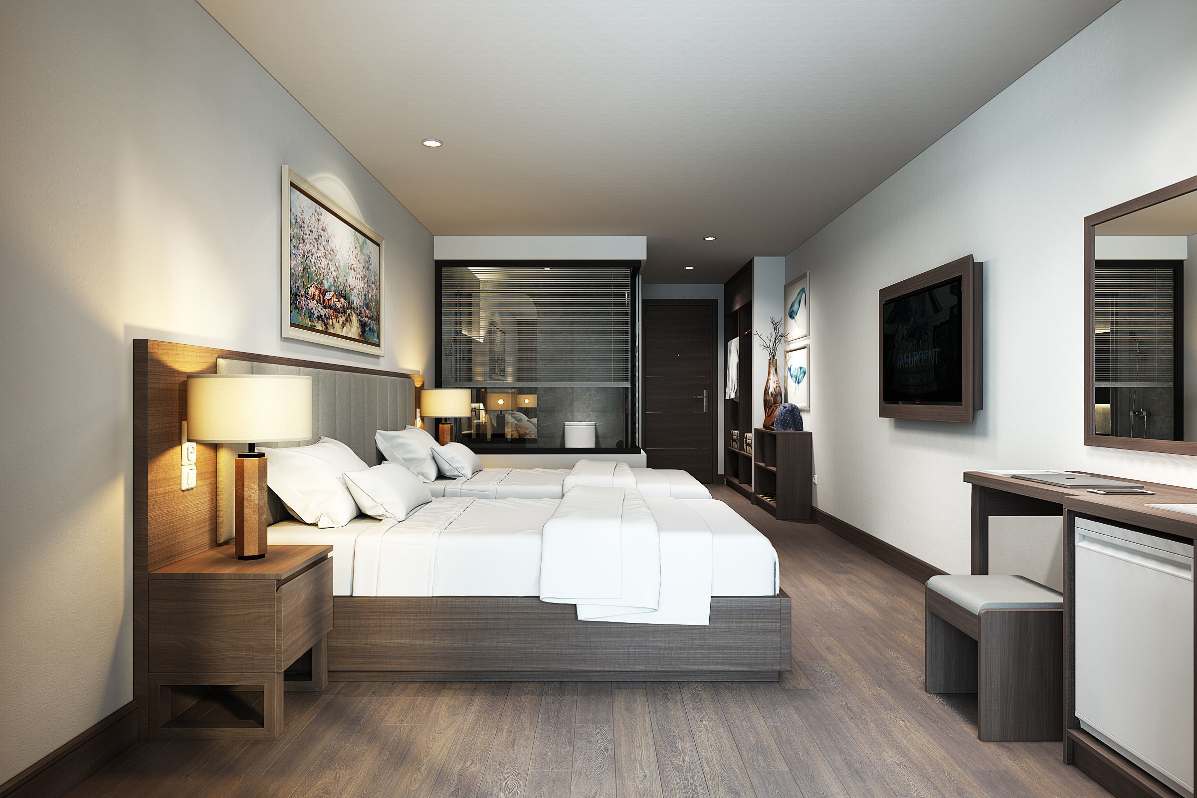 Hotel Bedroom 3dmodel and V-ray rendering 3D model_3