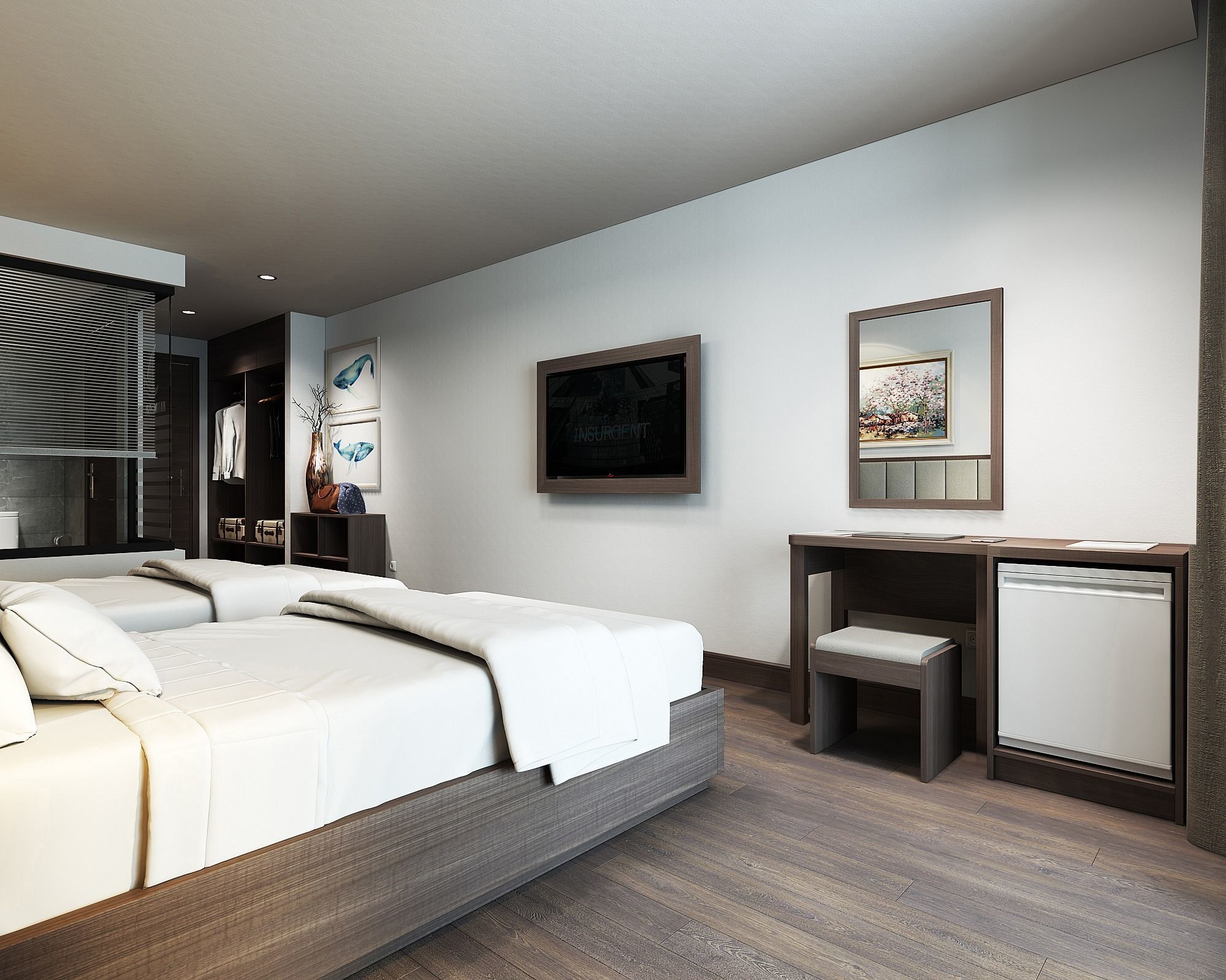 Hotel Bedroom 3dmodel and V-ray rendering 3D model_1