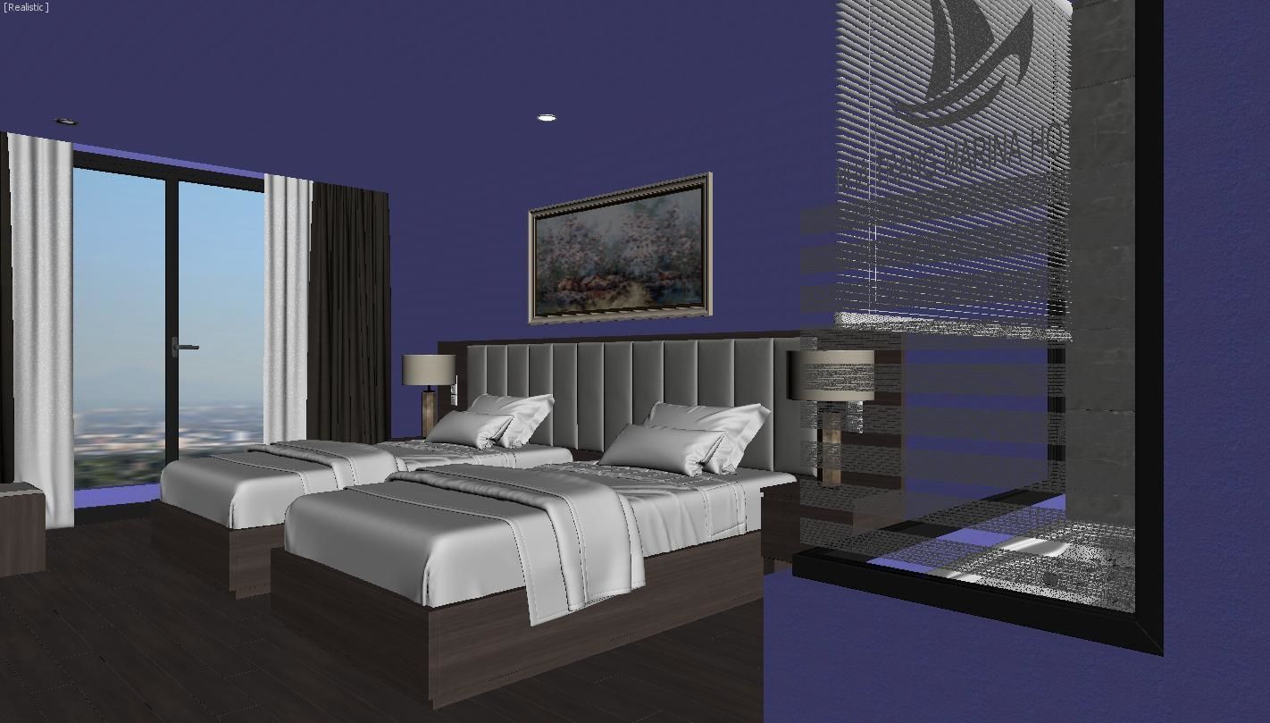 Hotel Bedroom 3dmodel and V-ray rendering 3D model_6