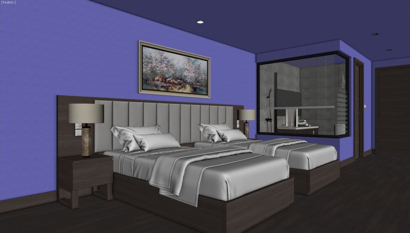 Hotel Bedroom 3dmodel and V-ray rendering 3D model_9