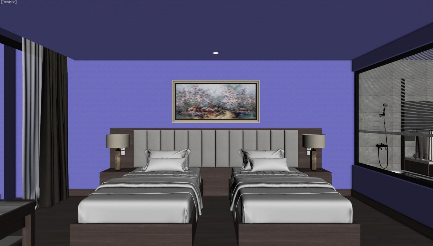 Hotel Bedroom 3dmodel and V-ray rendering 3D model_11