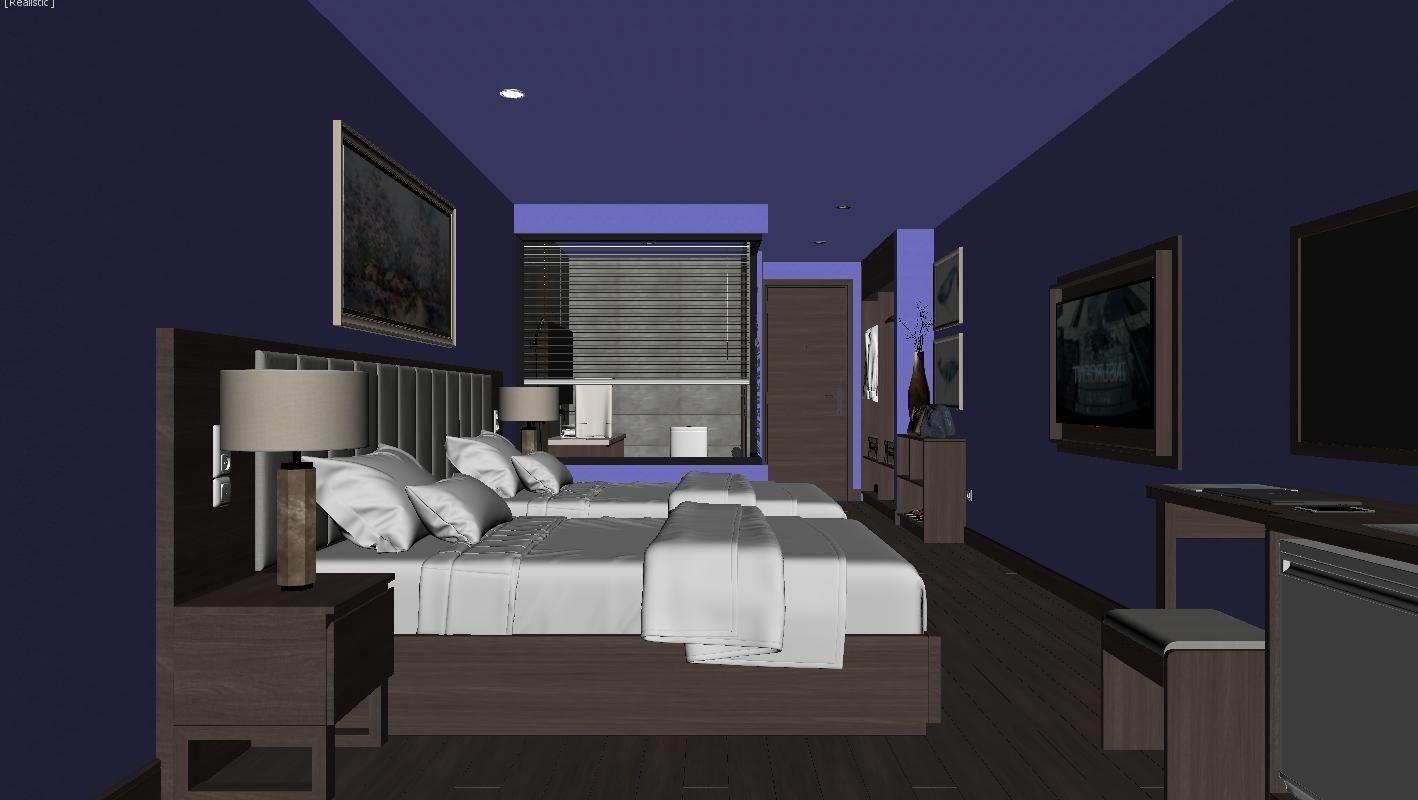 Hotel Bedroom 3dmodel and V-ray rendering 3D model_8