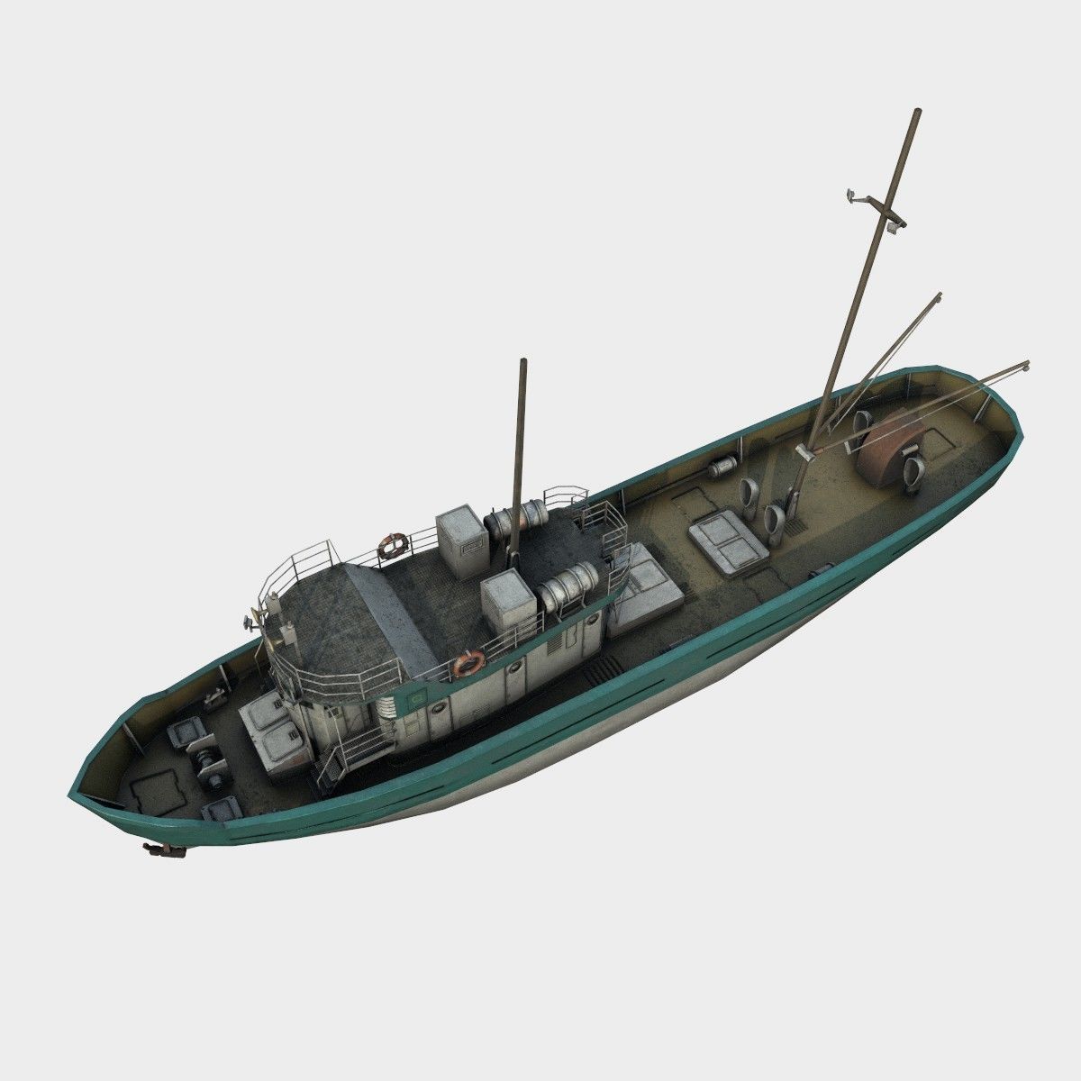 fishing boat Low-poly 3D model_1