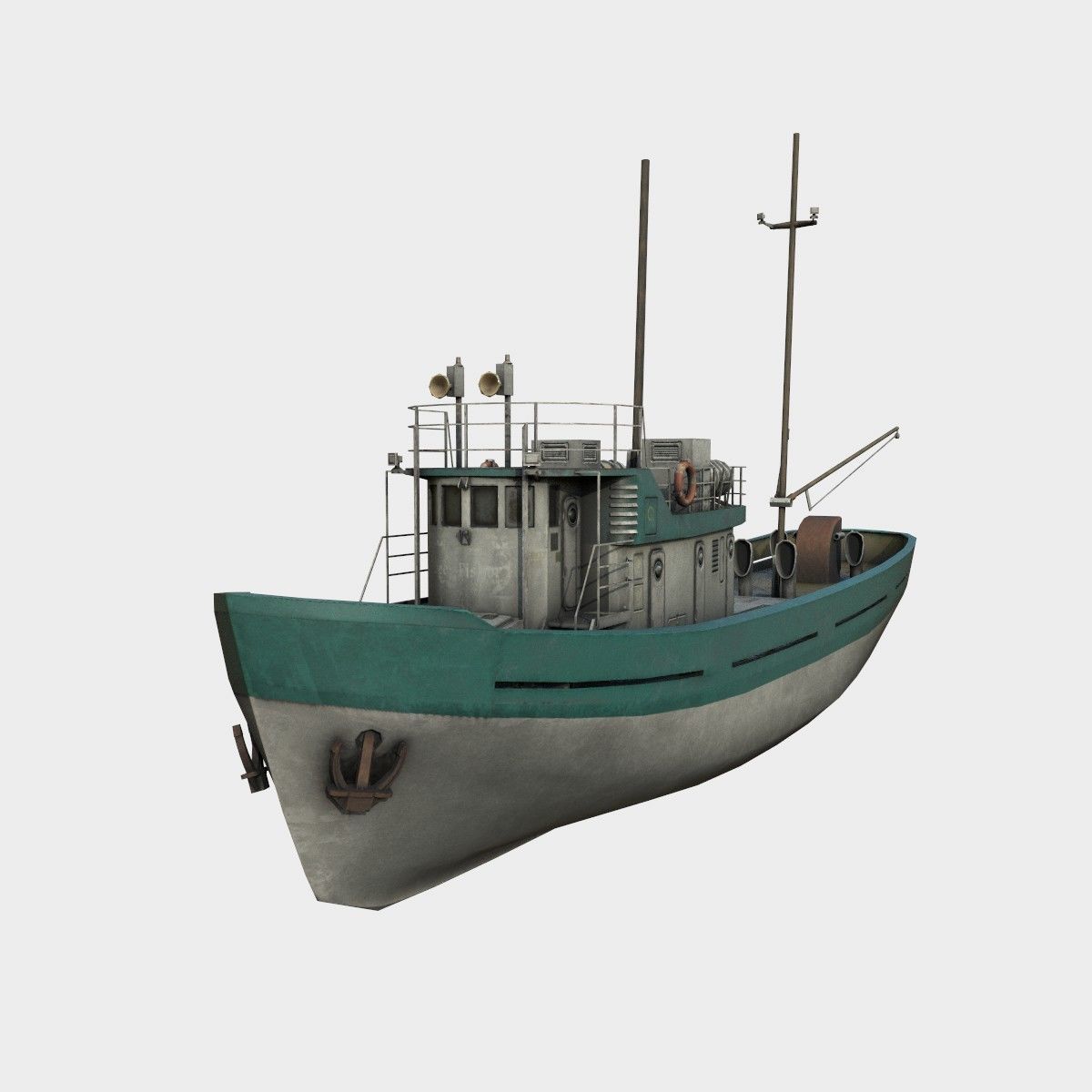 fishing boat Low-poly 3D model_2