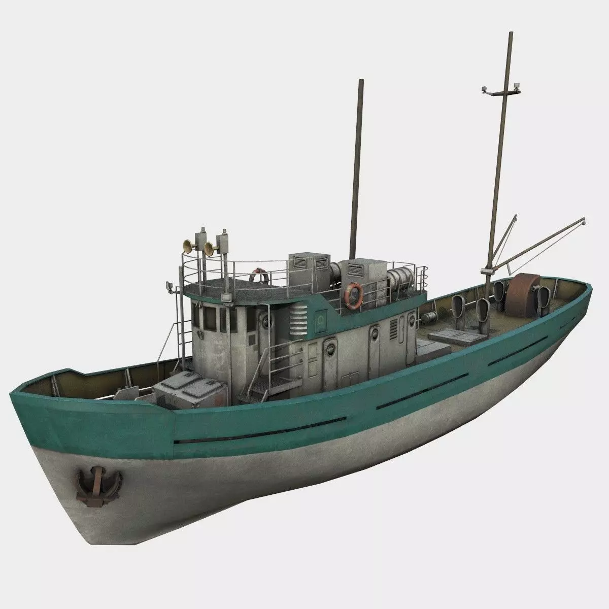 fishing boat Low-poly 3D model_0