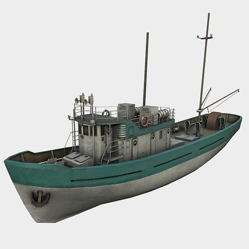 fishing boat Low-poly 3D model