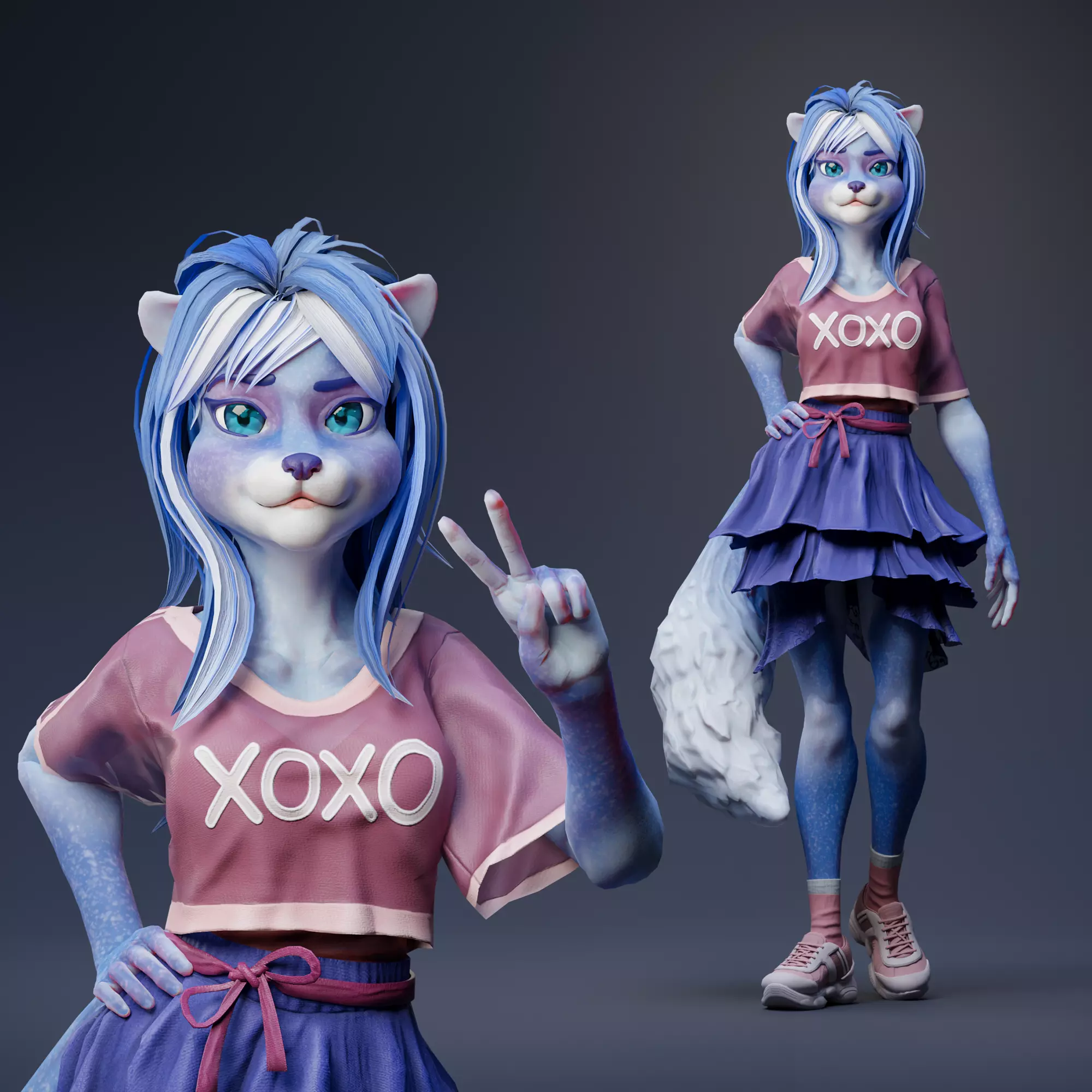 Wolf Girl 3d Character Free low-poly 3D model
