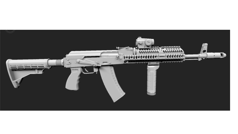 AK 74M SPETSNAZ AAA 3D MODEL Low-poly 3D model_9