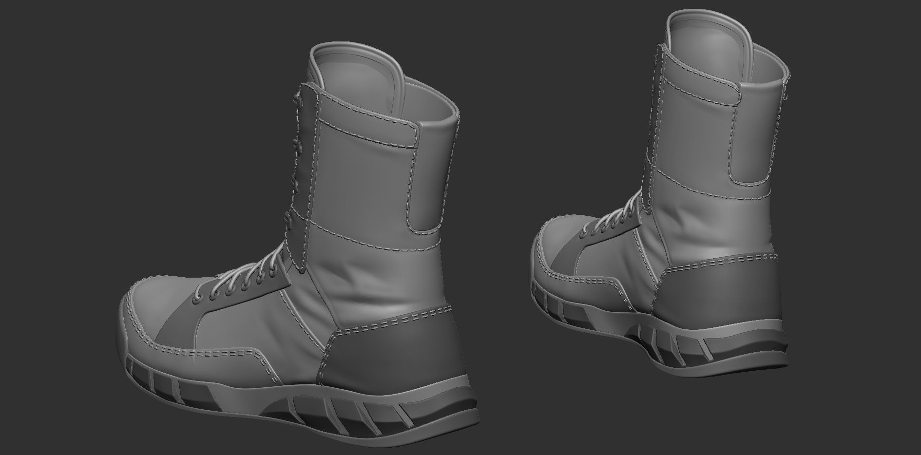 military boots  3D model_1