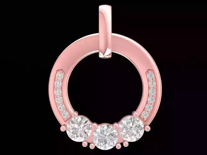 Elegant Round Diamond Circle Pendant for Women 3252